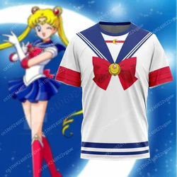 Japanese Anime Sailor Moon Cosplay T Shirt Girls Women Funny Short Sleeve Tshirts Top Tee Costume Tsukino Usagi Uniform