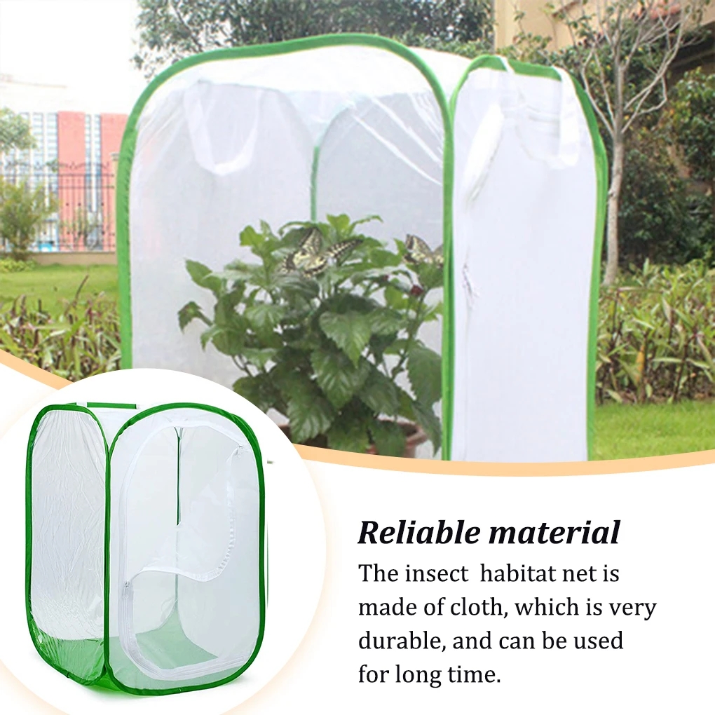 Insect Habitat Net Cloth Foldable Cage Breeding Incubator Box Garden Park Indoor Outdoor Mesh with Zipper  30x30x30cm