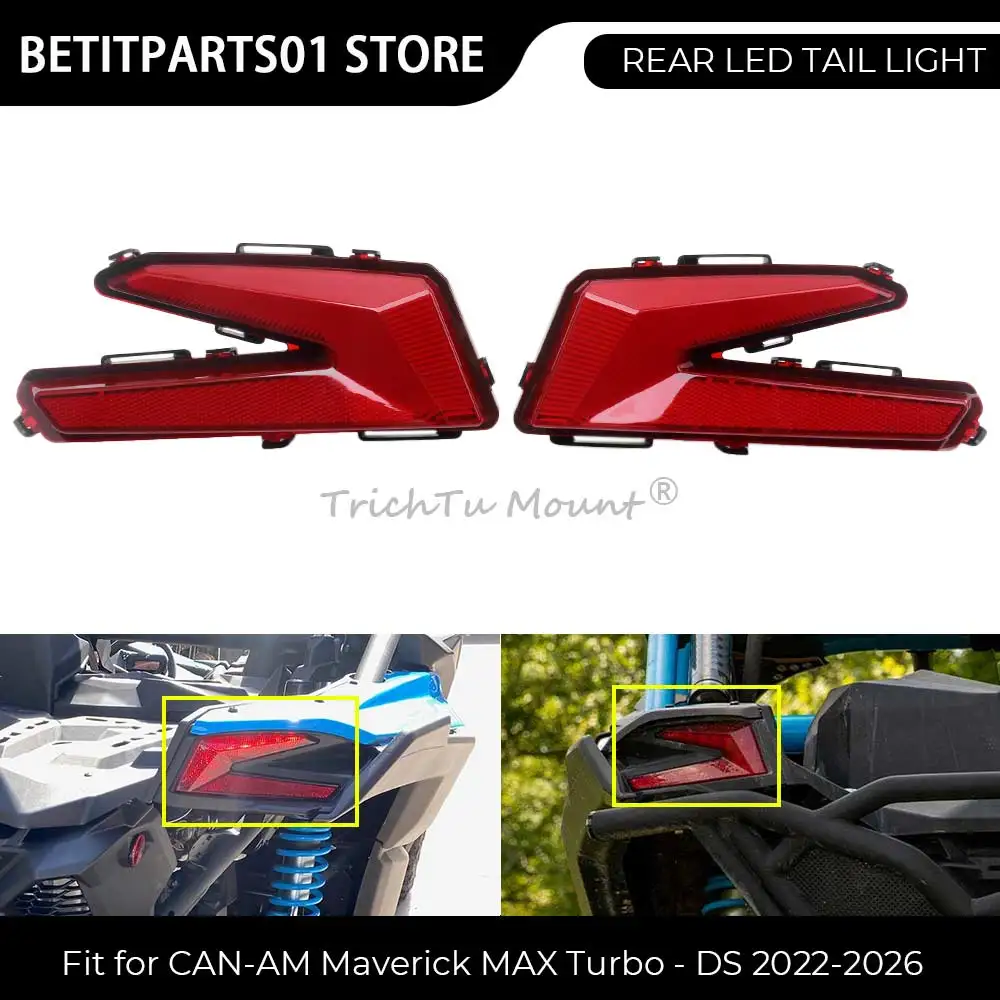 1 Pair LED Tail Light Assembly PMMA Accessory For Can-Am Maverick MAX X3 Turbo DS, 2021-2025 #710004743 710004744