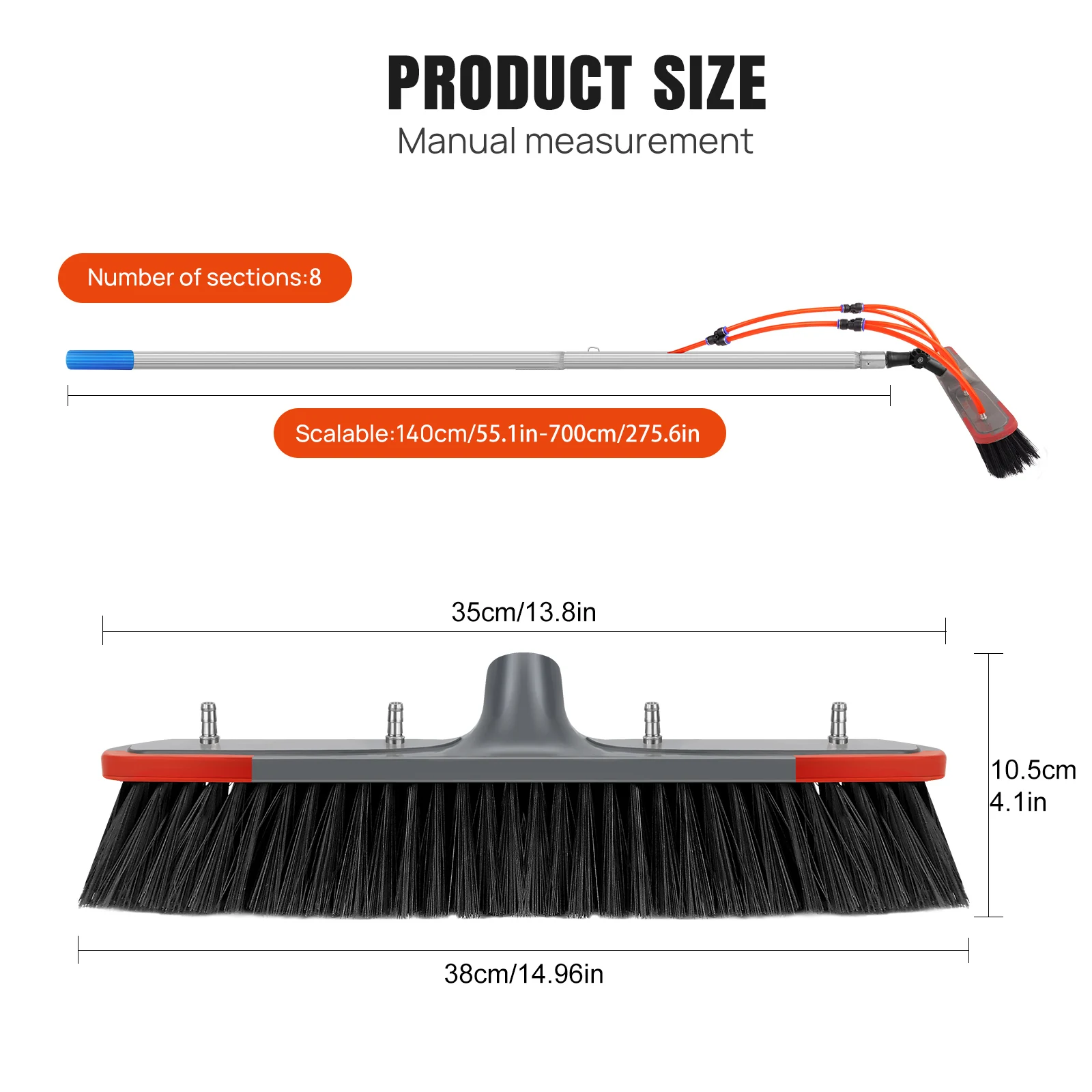 Water fed brush head for exterior cleaning