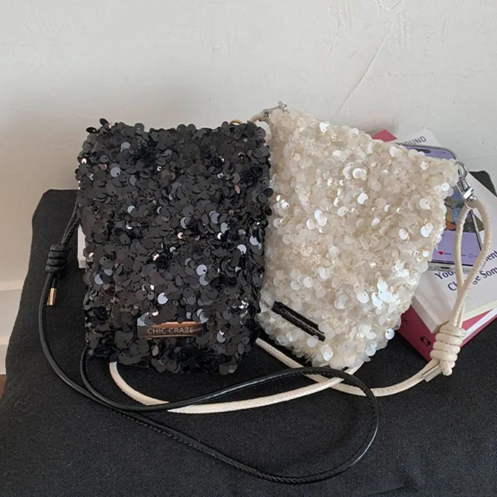 Casual Blingbling Sequin Crossbody Bag Cute Handbag Glitter Bag Large Capacity Cloth Messenger Bag Travel