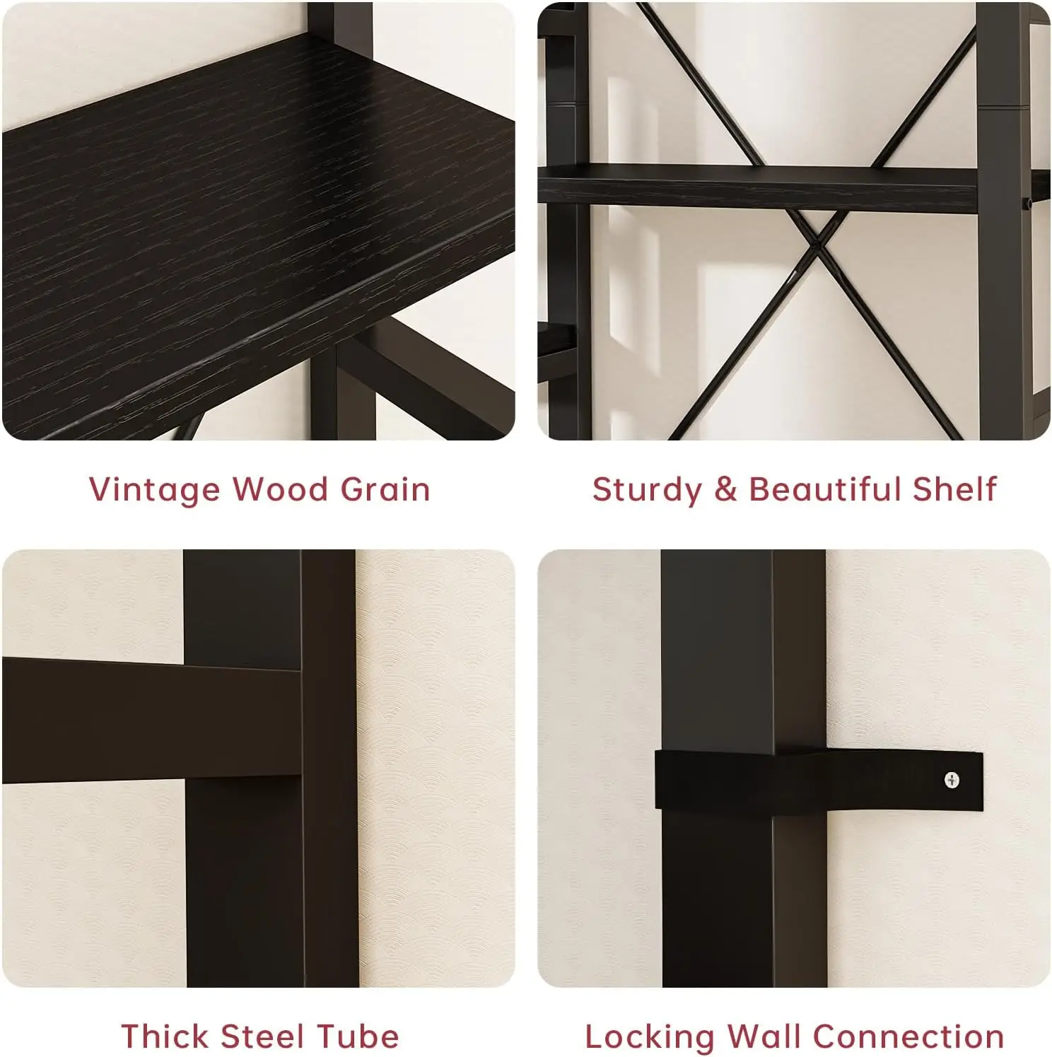 Triple Wide 5 Tier Bookshelf, Shape Changeable Bookcases, Open Display Shelves, Modern Tall Bookcase Furniture For Bedroom,