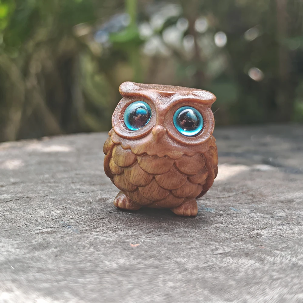 1.1 Inch Wooden Owl Ornament, Ethnic Style, Simple Style, Suitable for Office Decoration, Halloween Decorations, Creative Desktop Ornaments, Study Room, Holiday Decorations