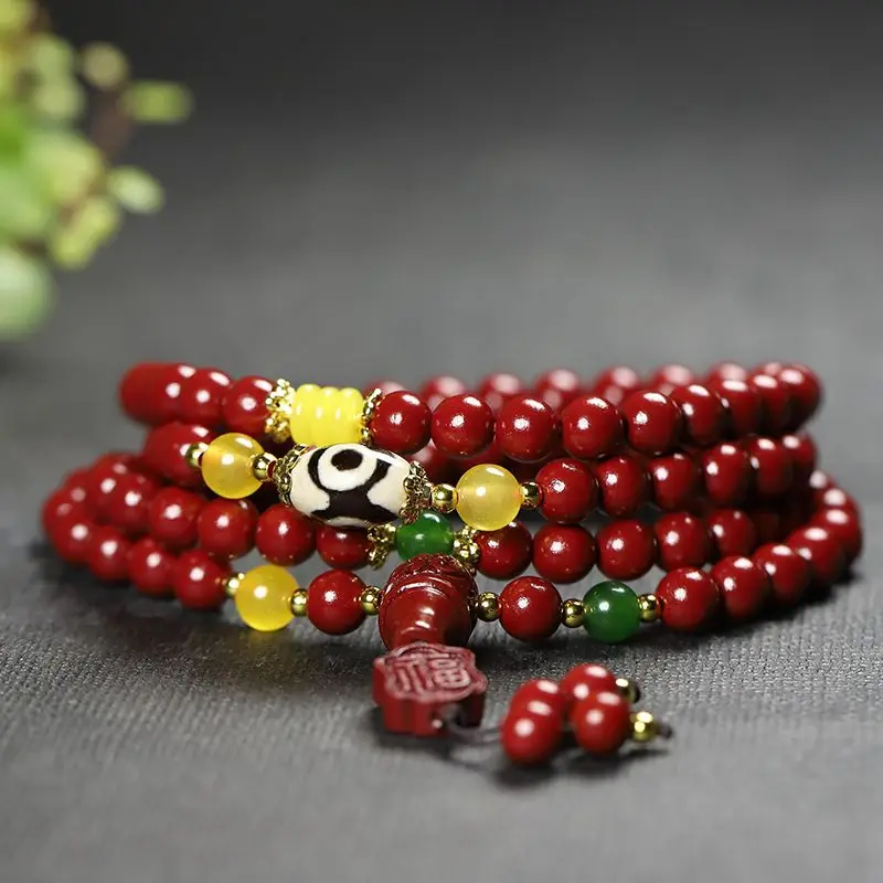 108 Cinnabar Bracelets for Men and Women's High-end Ethnic Necklaces