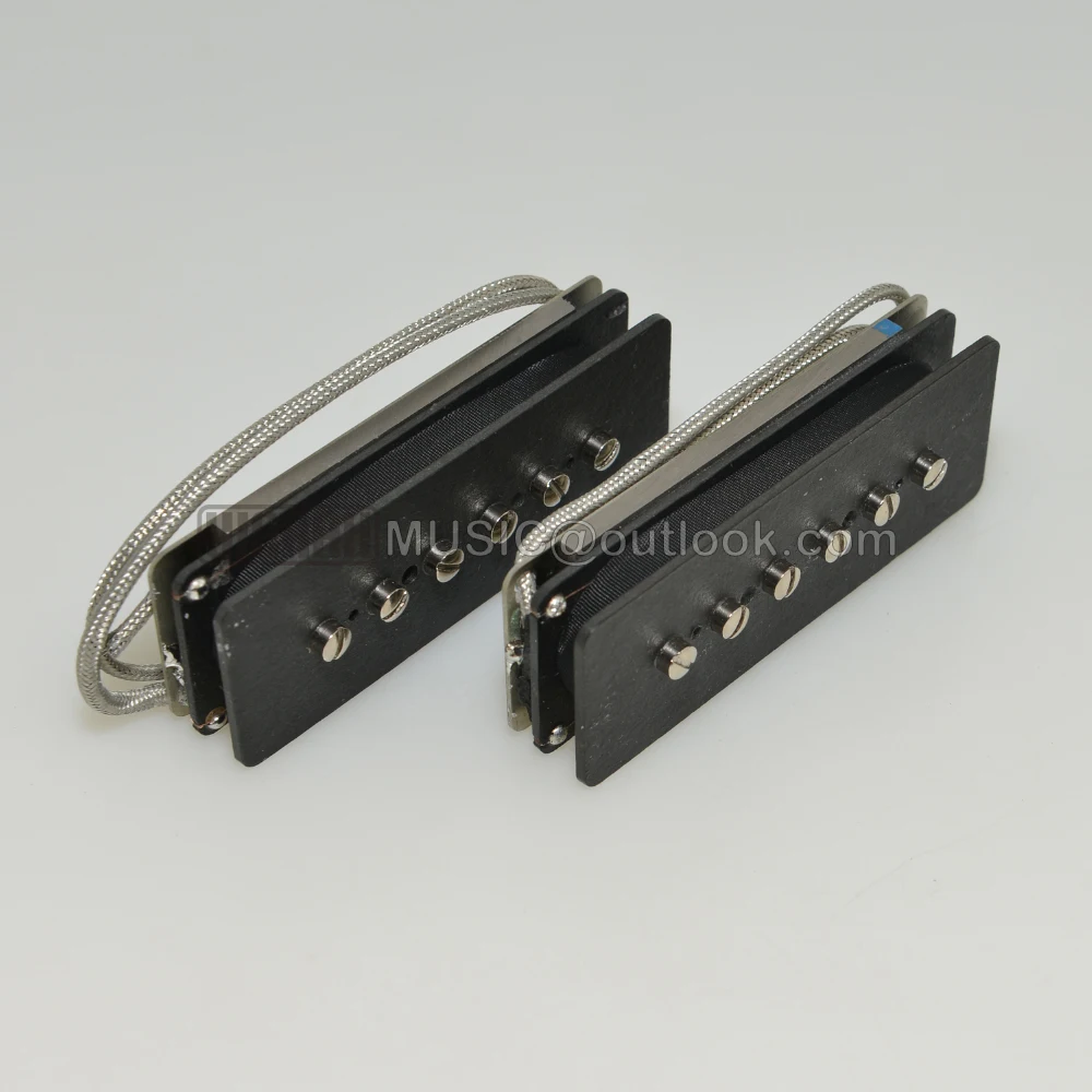 A Set Vintage P90 Alnico 2 Magnet Electric Guitar Pickup Overwound Nickel-Silver Baseplate Alnico 5 Hot 90\'s Neck Bridge Pickups