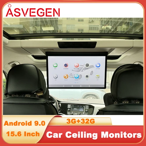 BMW 폭스바겐 HD IPS 버스 TV 뒷좌석 극장 모니터용 천장 스크린, 안드로이드 9.0 자동차 지붕 모니터, 15.6 인치