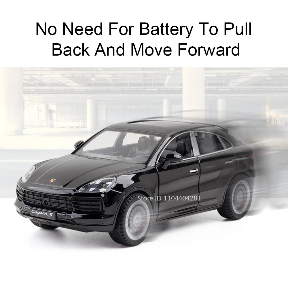 1:24 Cayenne S Lambo URUSของเล่นรุ่นDiecastรถ 6 ประตูเปิดเสียงแสงดึงกลับโลหะยานพาหนะสําหรับของขวัญวันเด็ก