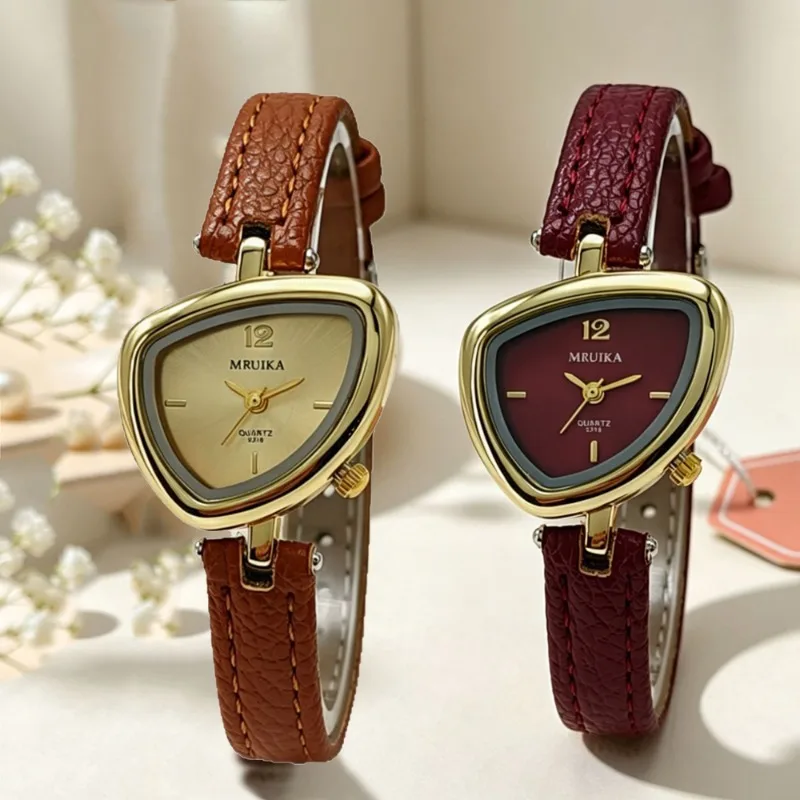 Irregular Triangle Women's Watch Fashion Dress Watch Luxury Gift Adies Quartz Watches Leather Strap Brand Wristwatches Wholesale