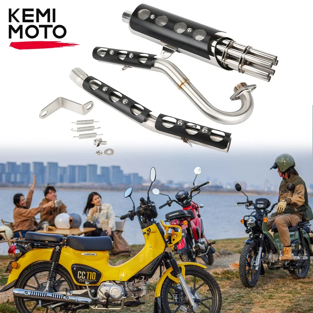 

Exhaust Full Systems For Honda CC110 2023 Cross Cub Motocross Front Pipe Escape Moto Motorcycle Muffler Stainless Steel Connect