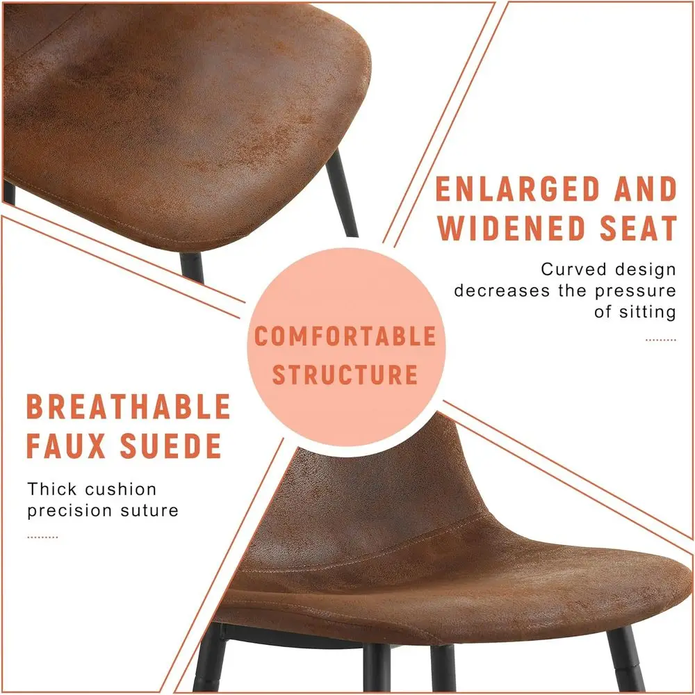 Walnut 5-Piece Dining Set: Elegant Round Table with 4 Suede Chairs for Kitchen or Dining Room