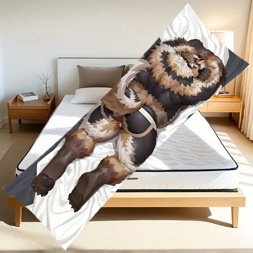 Anime Style Full Body Pillowcase with Zipper, Machine Washable, Side Sleeper Back Support Waist Pillow, Room Decoration