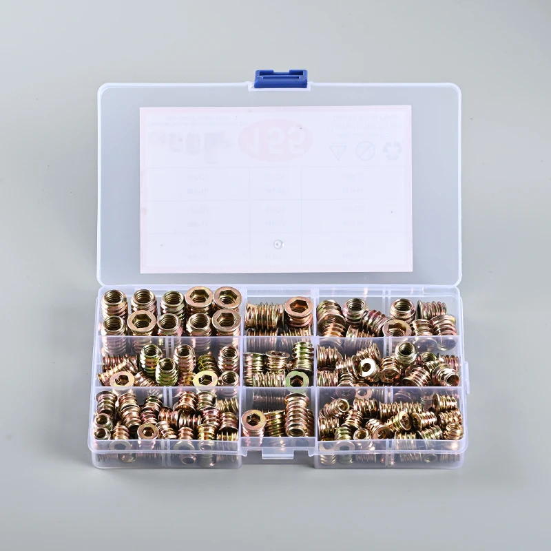 155-teiliges Senkkopf-Muttern-Set mit Innen- und Außengewinde, Gewindeeinsätze, Muttern-Sortiment-Set
