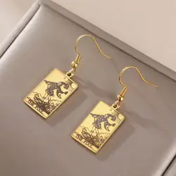 Dawapara Classic Tarot Cards Stainless Steel Earrings for Women Pendants Drop Earrings 22 Major Arcana Tarot Jewelry