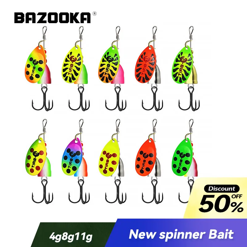 4g/8g/11g Bazooka Fishing Lure Spinner Spoon Metal Sequins Baits for Bass Trout Perch Rotating Trout Hard Leurre Jig Pike