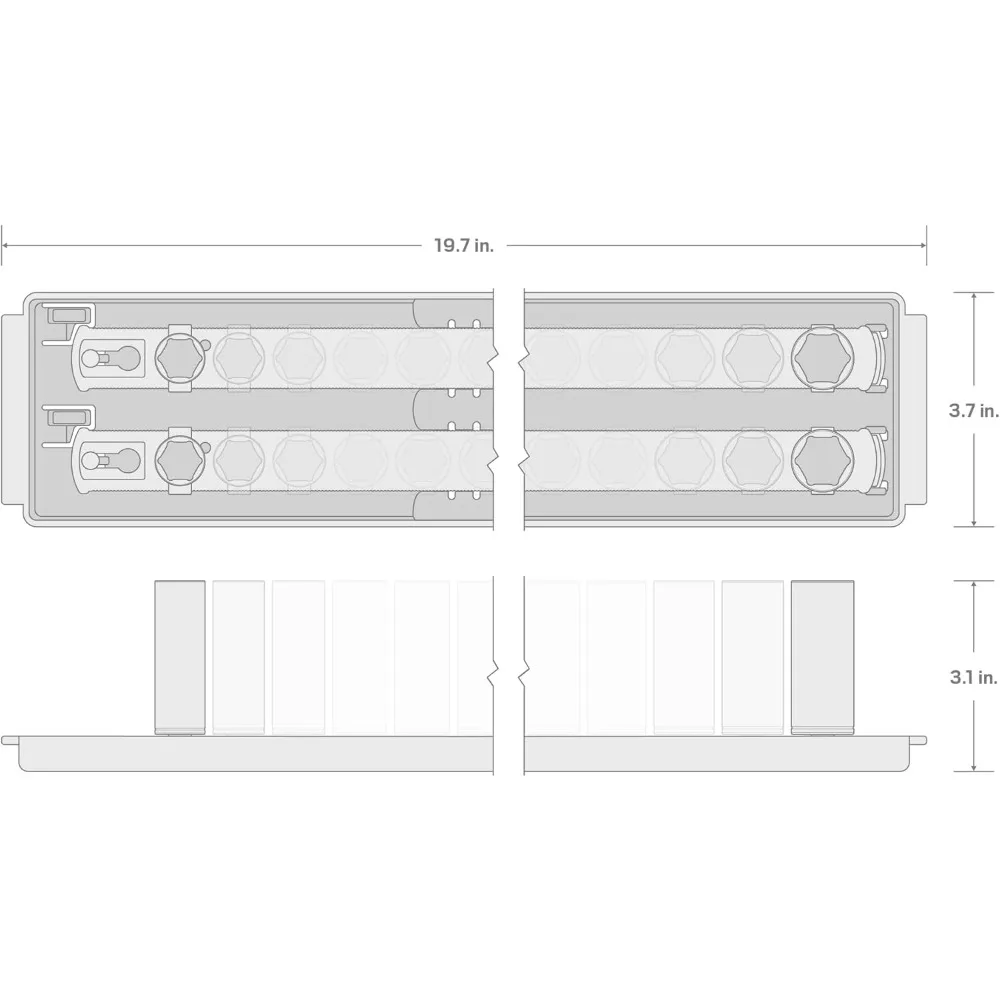 3/8 Inch Drive 6-Point Impact Socket Set with Rails, 38-Piece (6-24 mm) | SID91211