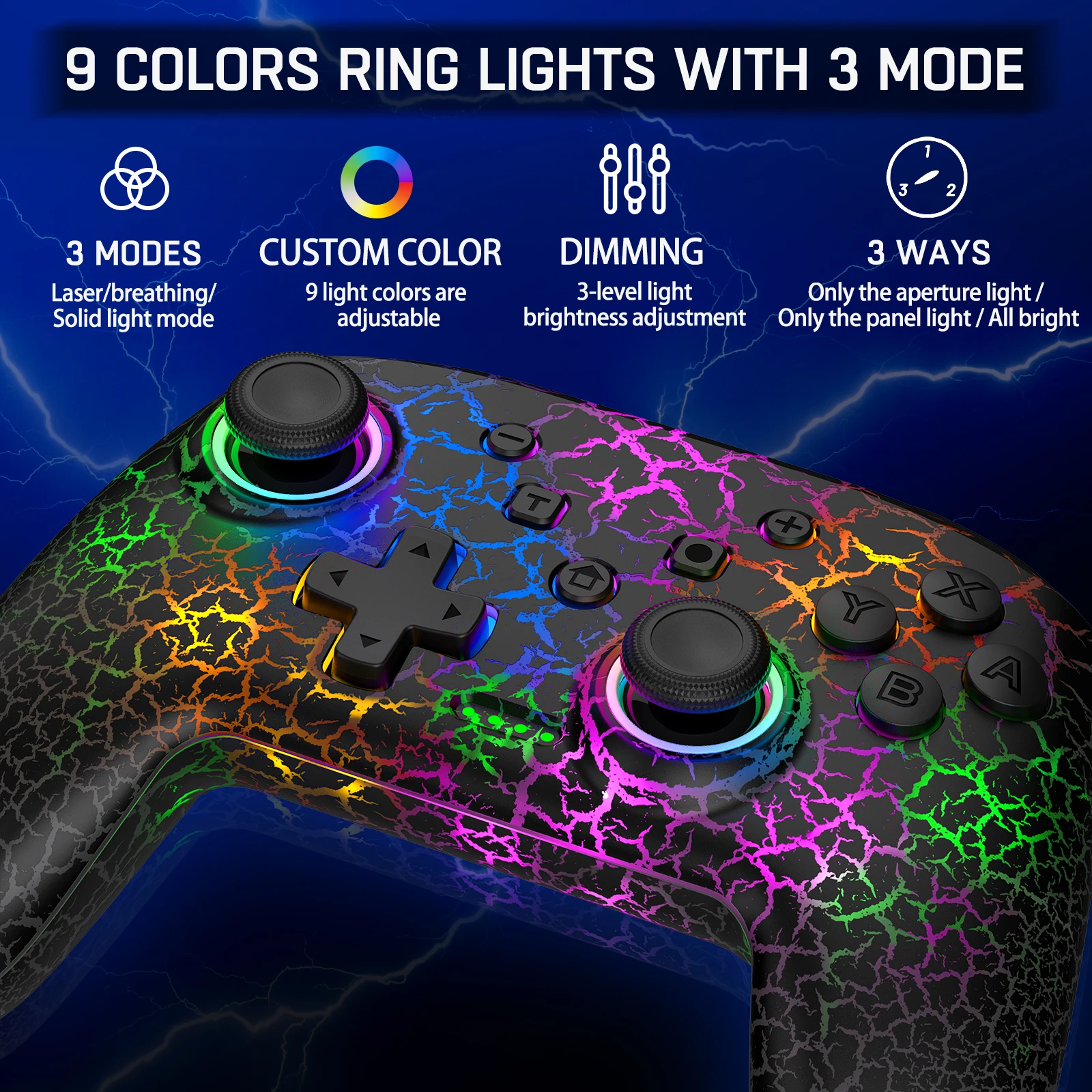 닌텐도 스위치용 무선 게임패드, RGB 조이스틱, 블루투스 게임 컨트롤러, 스위치 OLED, 스위치 PC 컴퓨터 노트북용, 2.4G