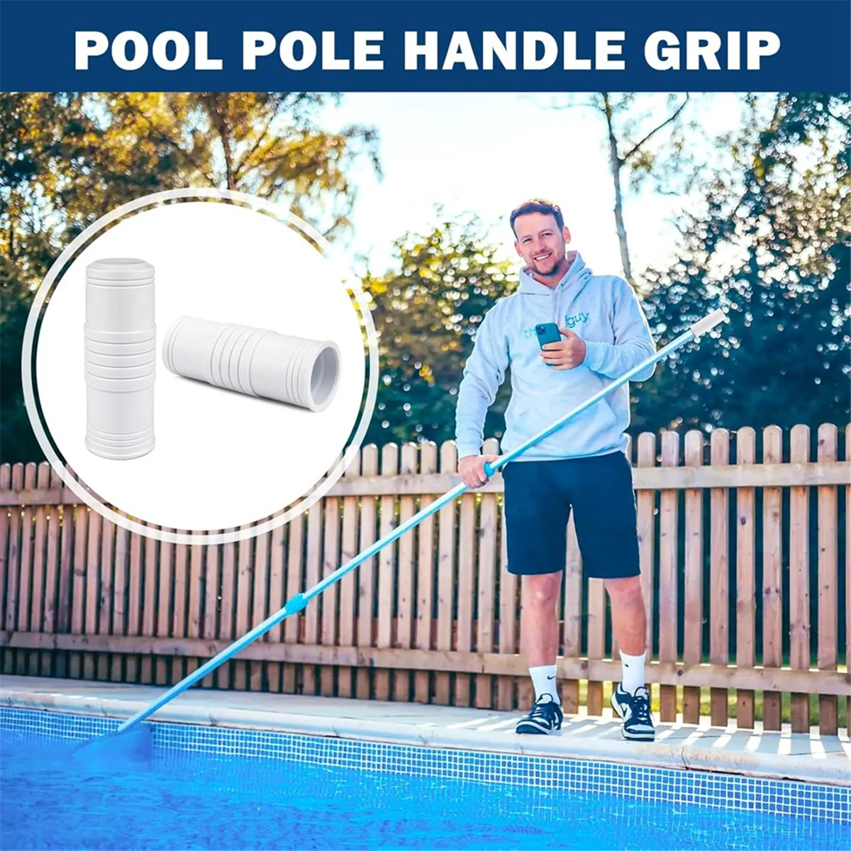 A99U 2 Pcs Pool Pole Handle Grip Replacement, Hand Grip for Swimming Pool & Spa Poles, Telescopic Pool Pole Handle Grip 25mm