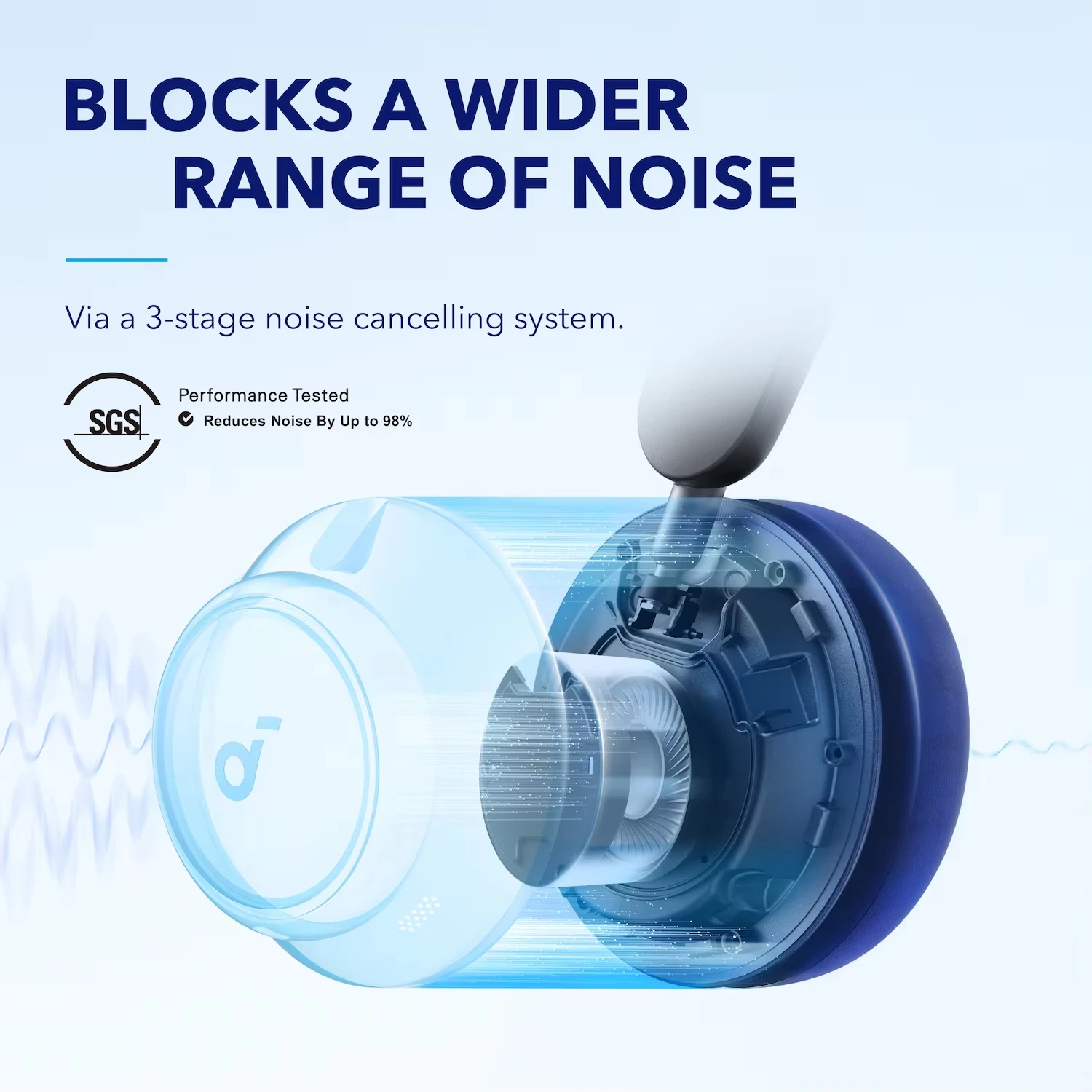 سماعات الرأس Soundcore من Anker Space Q45 التكيفية المانعة للضوضاء النشطة، التحكم في التطبيقات، صوت لاسلكي عالي الدقة LDAC، بلوتوث 5.3