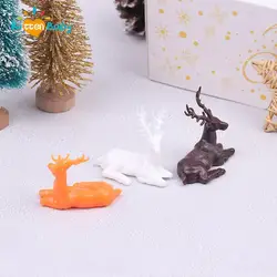 Mini Elk Deer Cartoon Animal Figurine Dollhouse Home Decor Miniature Fairy Garden Decoration Resin Christmas Gift