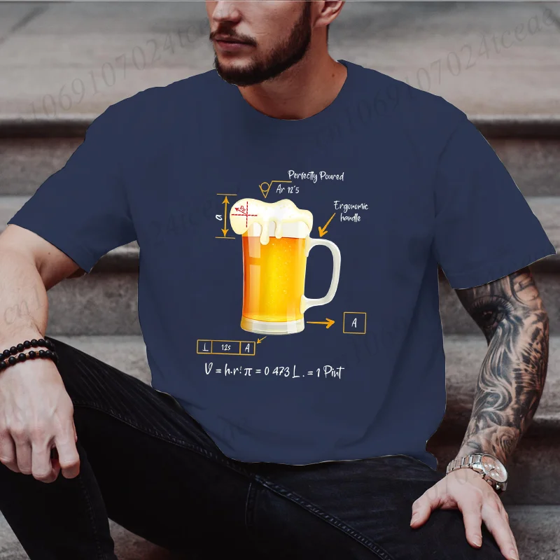 Pint of Beer with A Mathematical Description Beer Lovers Printed T-Shirts Fashion Tshirt,Short Sleeve Tee, Perfect for Men Women