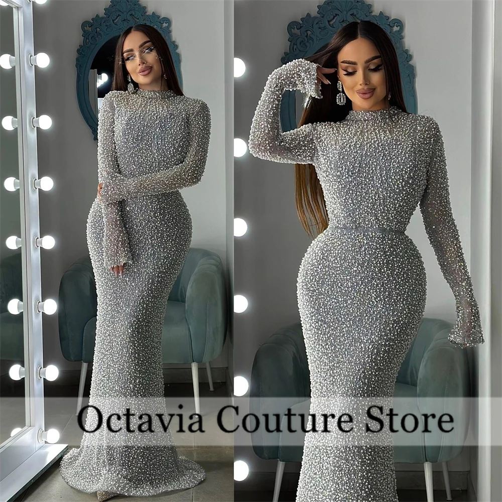 مثير فساتين حفلة موسيقية طويلة زين بريق الترتر الدانتيل فساتين السهرة مع قفازات حورية البحر حزب اللباس مطرز قبالة الكتف