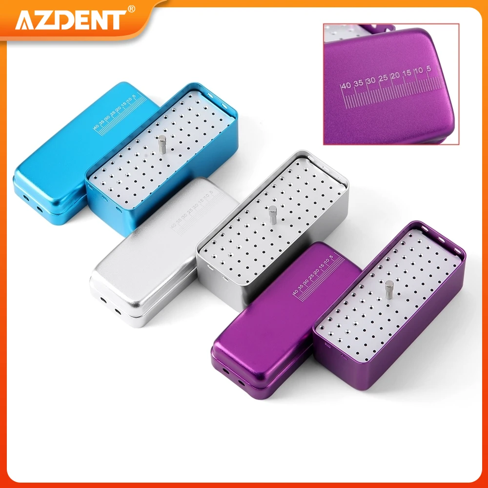 AZDENT 72 Holes Dental Disinfection Box Aluminum Autoclave Sterilizer Case Files Burs Holder Cleaning Stand Tools for Dentists