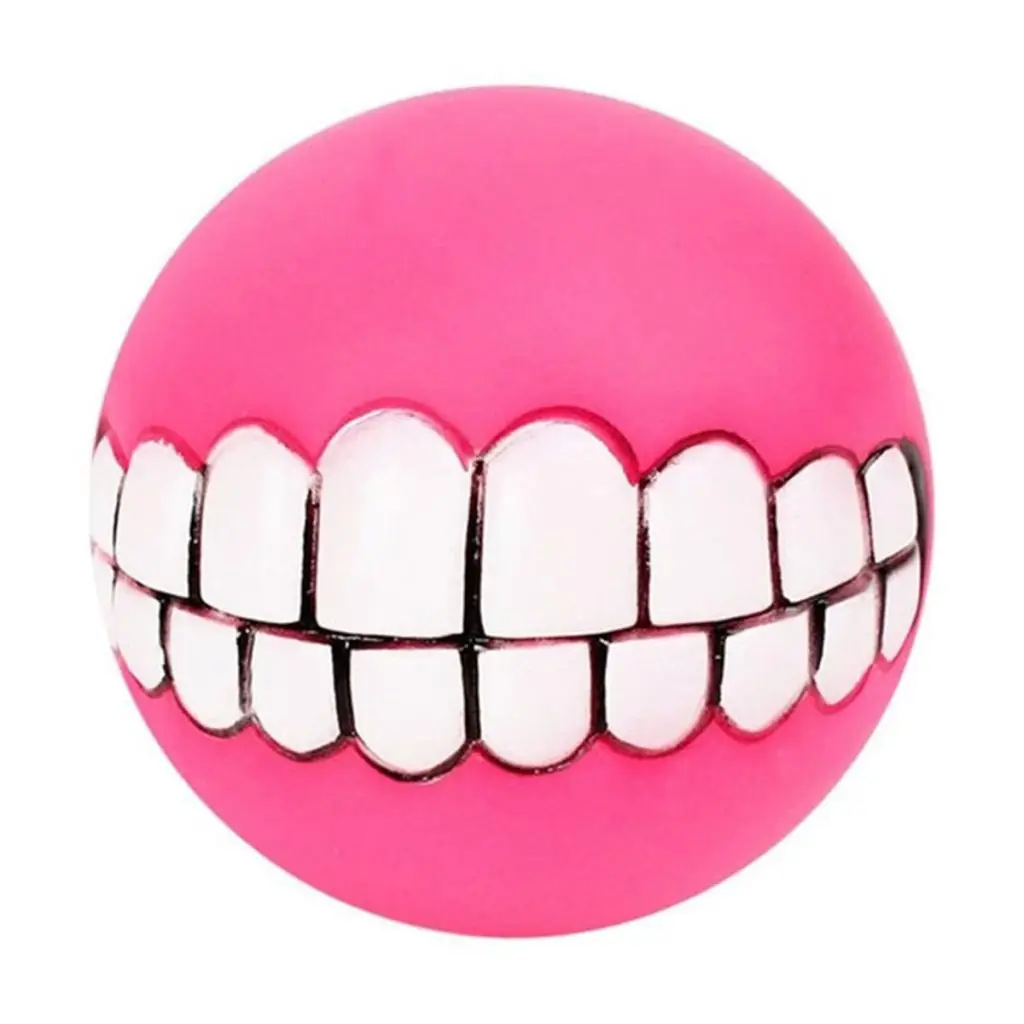 

Мяч-игрушка для собак с рисунком зубов, современный виниловый мяч со звуком для активных собак, для дрессировки