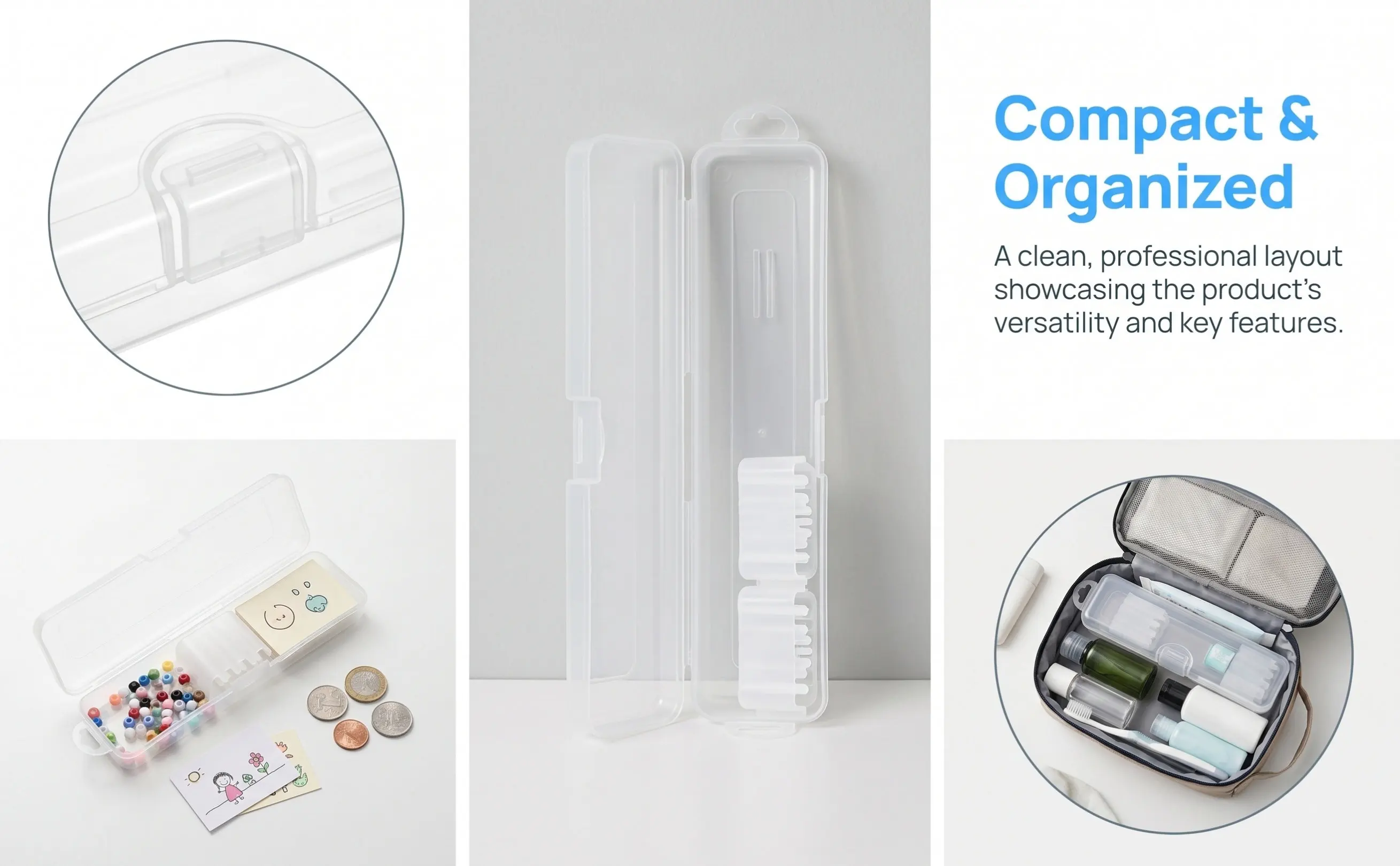 4Pcs Compact Plastic Carrying Case Seal for Drinking Straw Trinket Cutlery Pills Office School Travel Small Item