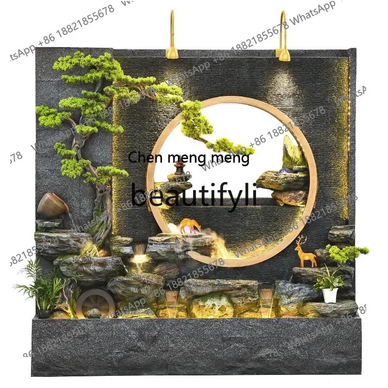 cc182R Rockery waterscape circulating water courtyard landscape background water curtain wall flowing water screen landscape orn