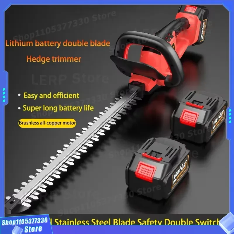 Cordless Electric Hedge Trimmer 2024 Lithium Battery Power Garden Tool for Tree Cutting Grass Shears Pruning Device 2024