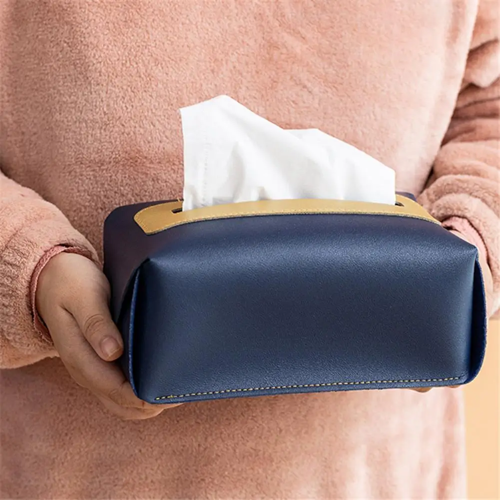 PU Leather Tissue Box Nordic Style Ins Paper Box Folding Waterproof Detachable Portable Napkin Case Pouch Car Tissue Storage