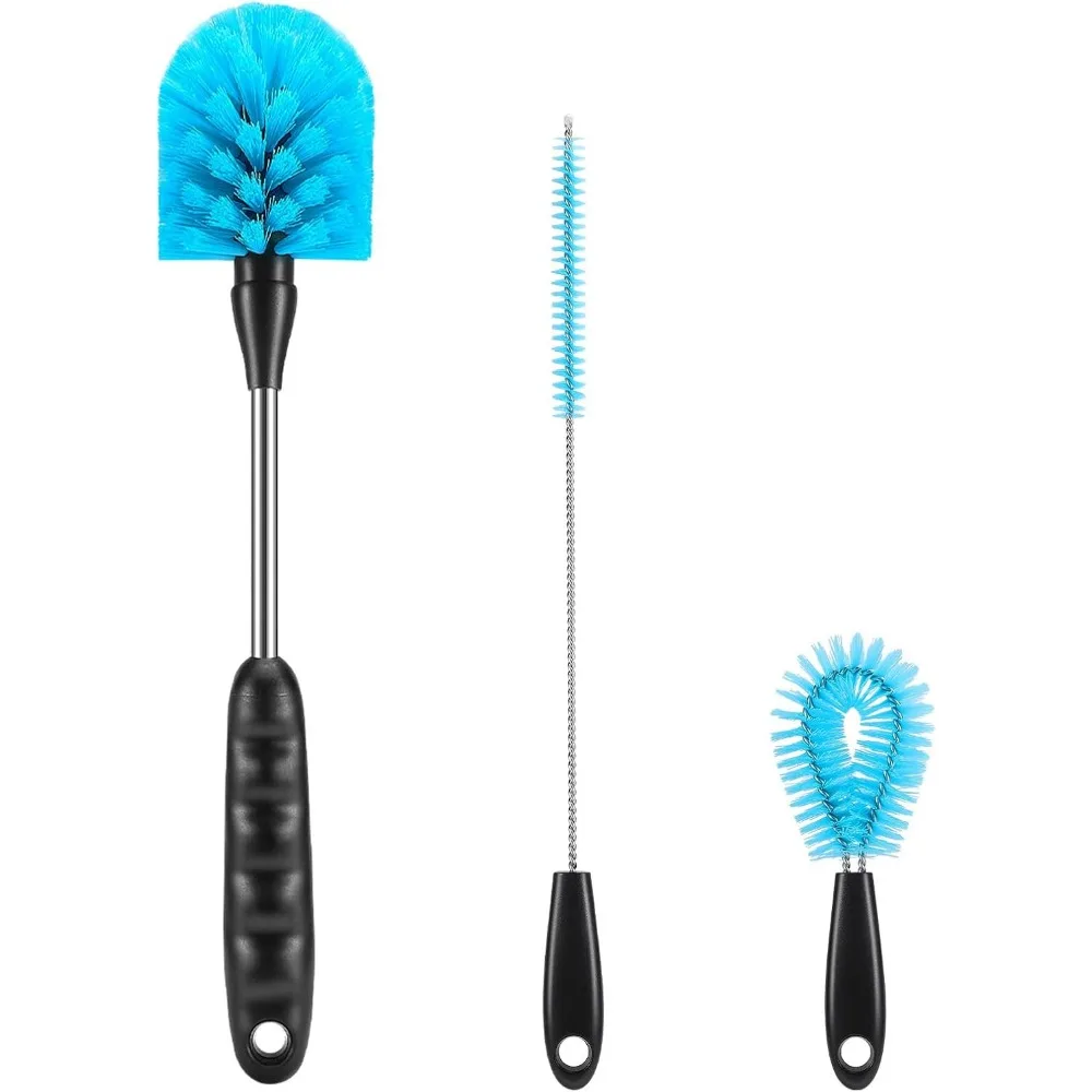 

12.2 inch Bottle Brush Set of Three，Washable Coffee Cups, Water Bottles, Baby Bottles, Straws, to-go Cups, Long-Handled 3-in-1 S