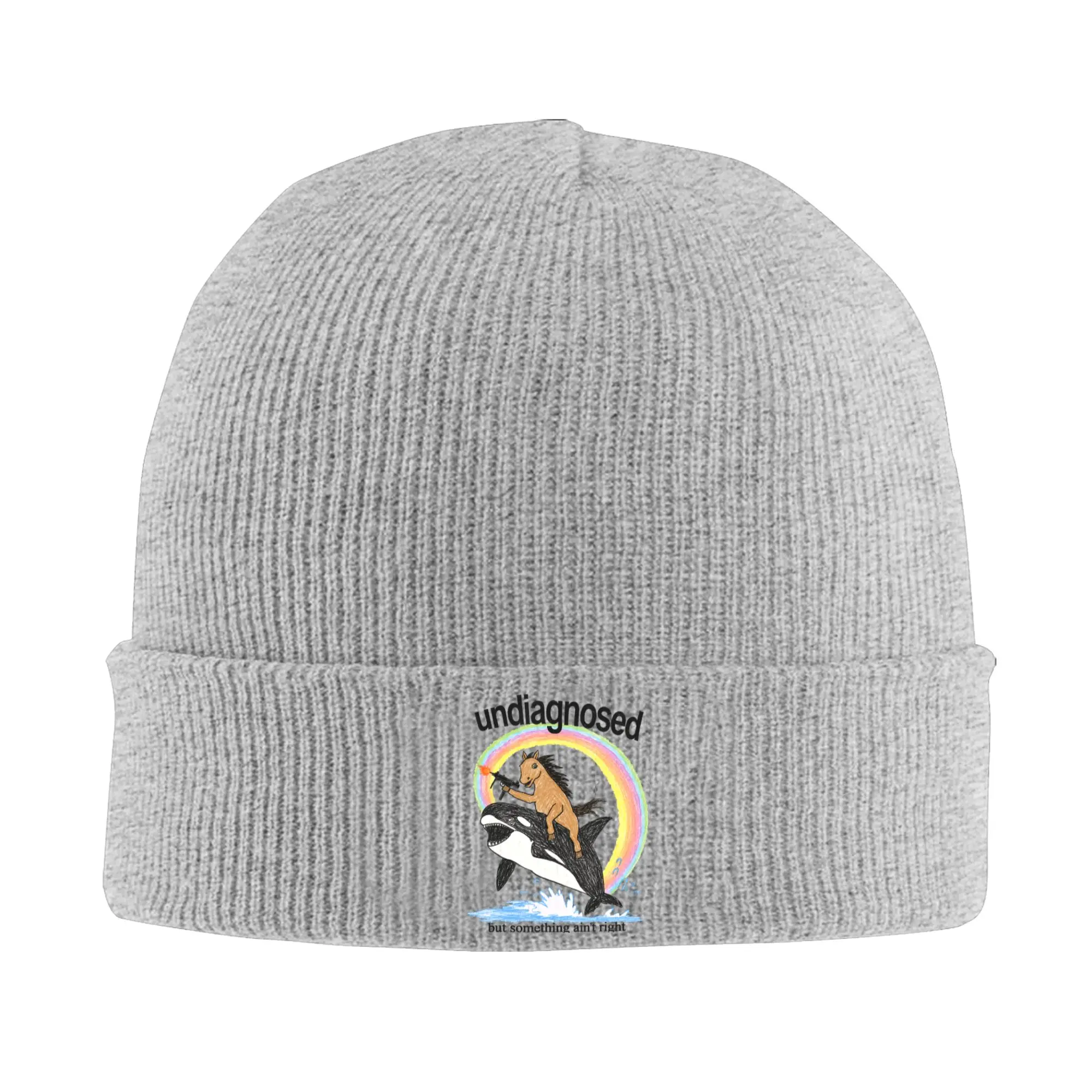 Undiagnosed But Something Ain't Right Horse with Orca Whale Beanie Hats  Bonnet Hats Unisex Fashion Outdoor Skullies Beanies