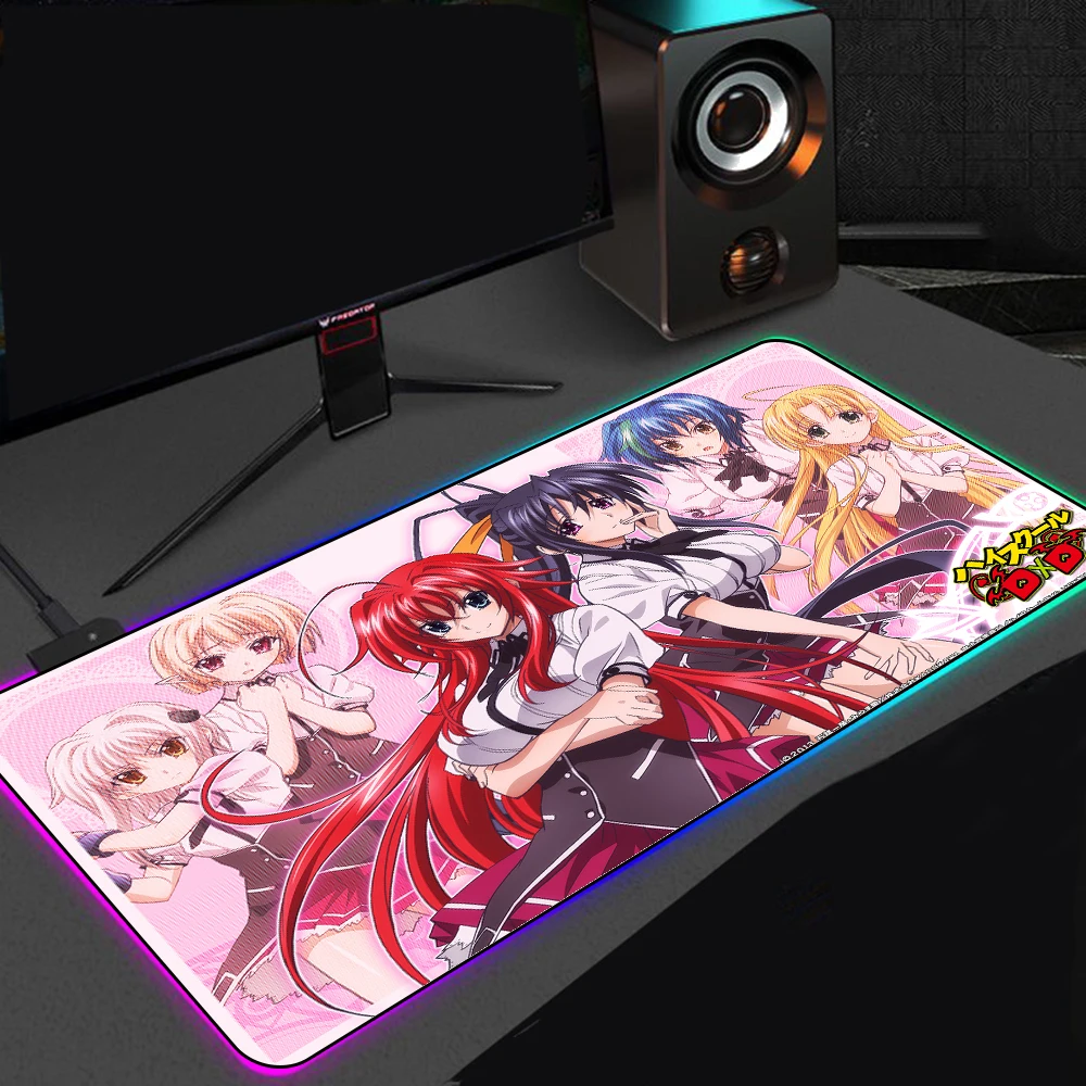 

Anime Highschool Dxd Rias Gremory RGB Colorful LED Lighting Light Gaming Mouse Pad Soft Large Computer Game Mousepad Desk Mat