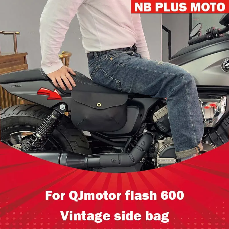 【Premium】For Side bag QJMOTOR flash 600 retro side cover bag hanging bag modification accessories cowhide storage side bag