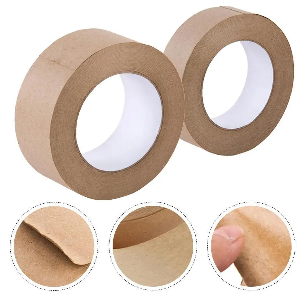2 rolos marromKraftPaperTape LeveCompacto DIYSealingHouseholdCartonWritable FlatbackPackaging Multifuncional Forte Adesão