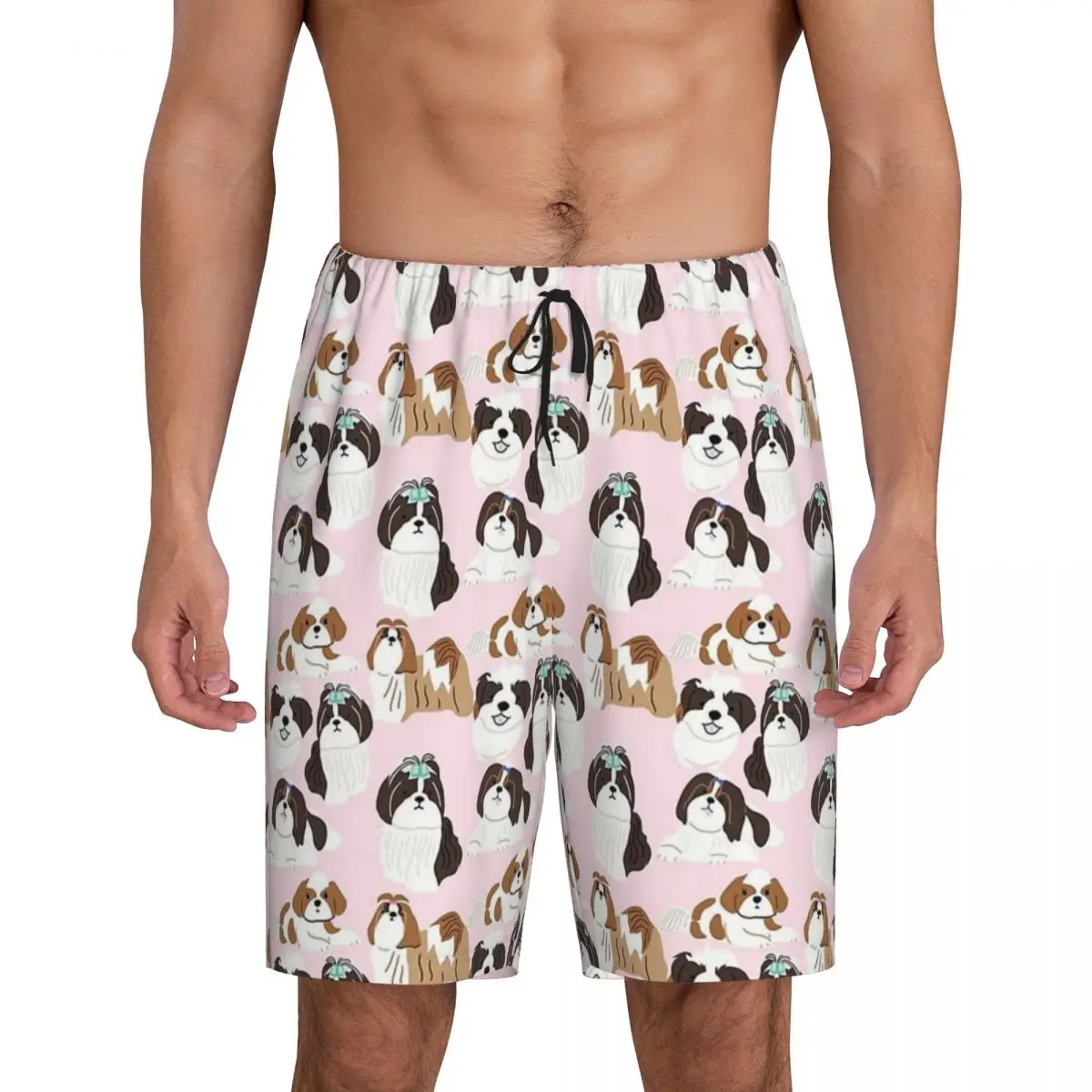 Custom Shih Tzu Dog Pattern Short Pajama Pants Men Sleepwear Sleep Lounge Bottom Shorts Sleeping Pants