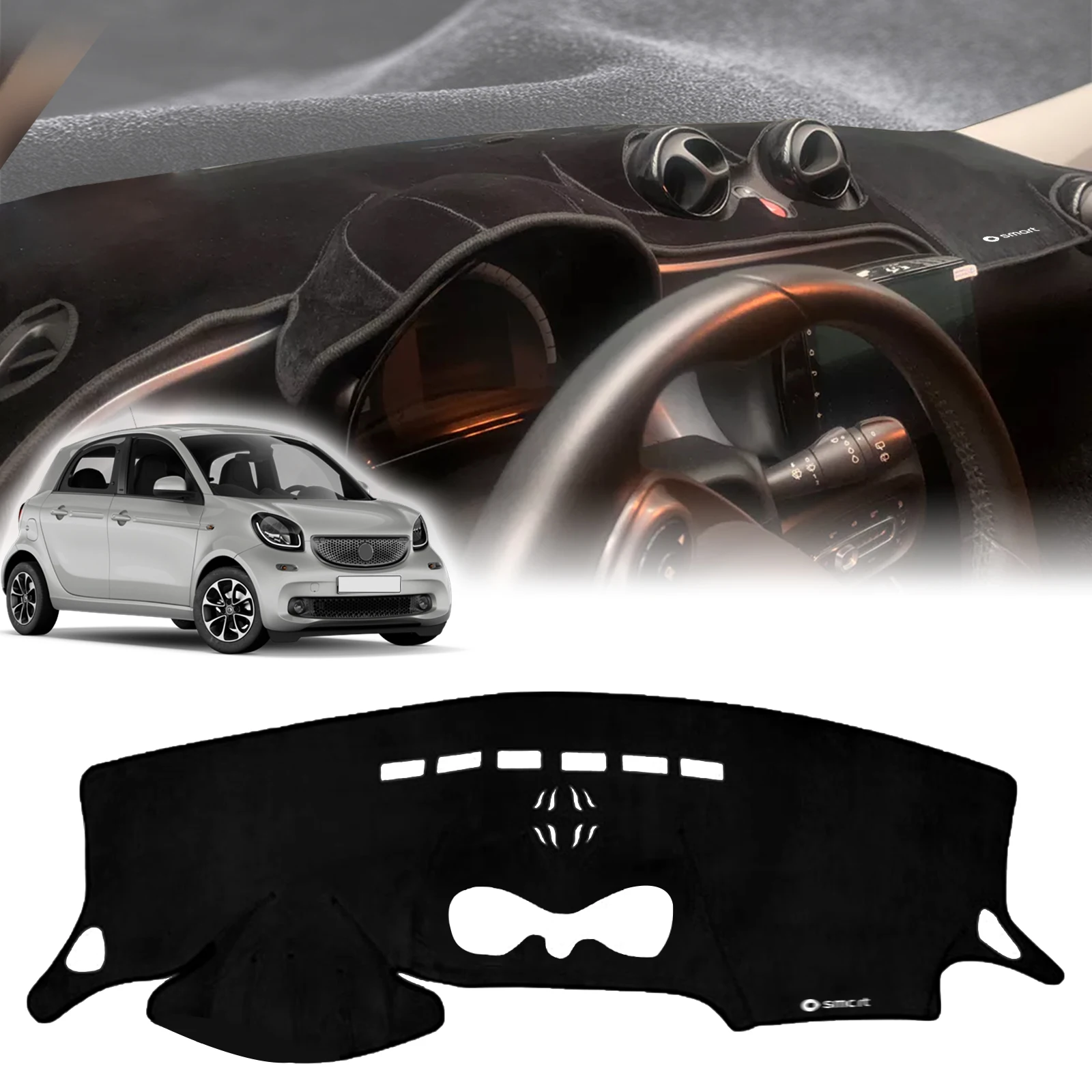 

for Smart Fortwo Forfour 2014-2025 III Car Accessories Dashmat DashMat Sunshade Dashboard Cover Pad Protective Carpet Leather