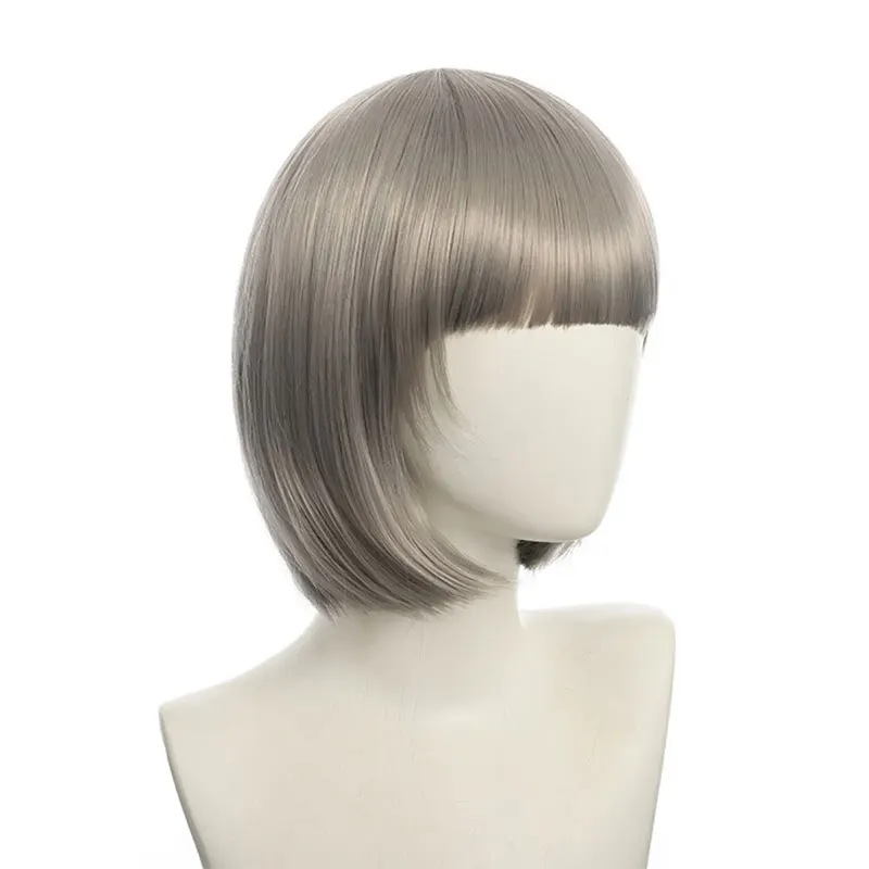 Grensoverschrijdend vrouwelijk kort haar, meerkleurig natuurlijk bobkapsel, synthetische pruik voor festivalfeesten, pony, bobo-hoofddeksels