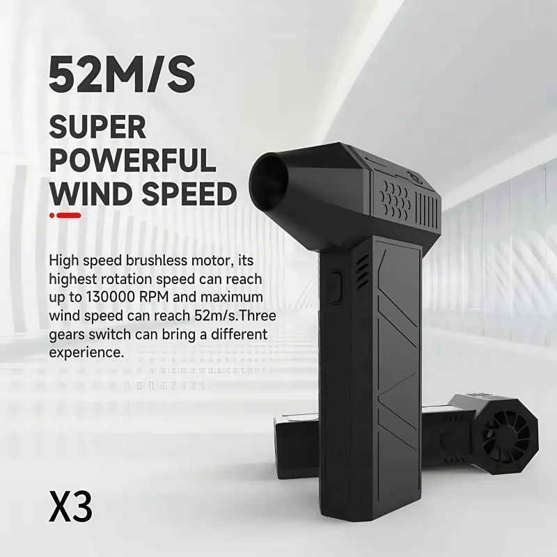 130000 RPM 52 m/s Luchtblazer Turbo Jet Fan Elektrische Power Display Handheld Mini Stofzuiger Hoge Snelheid Stofdoek Gun Schoonmaken tool