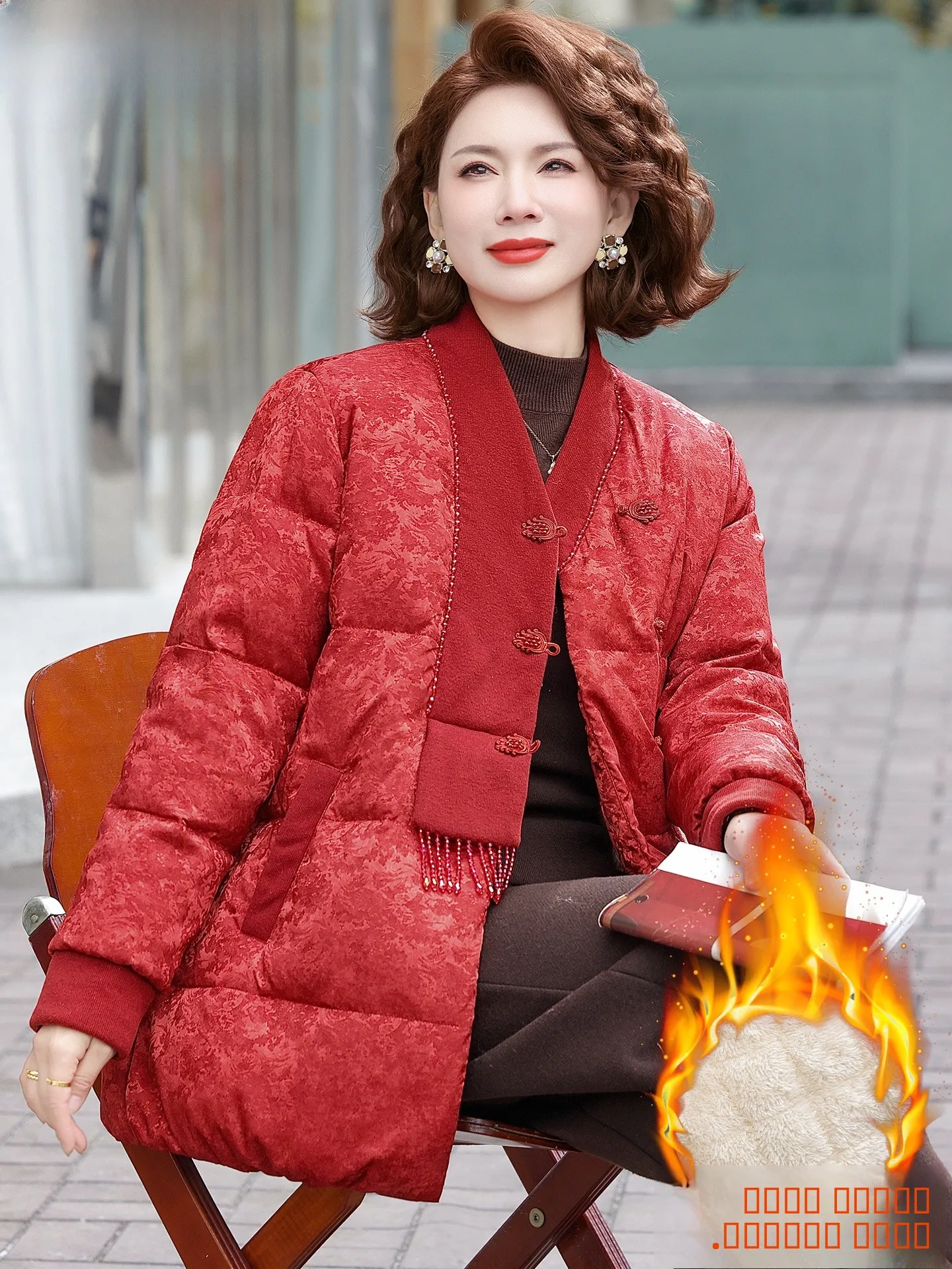 

Thiened Fce Lined Cotton Jaet Women's Winter Coat New Chinese Sle Wedding Banquet Outfit for ly Ladies