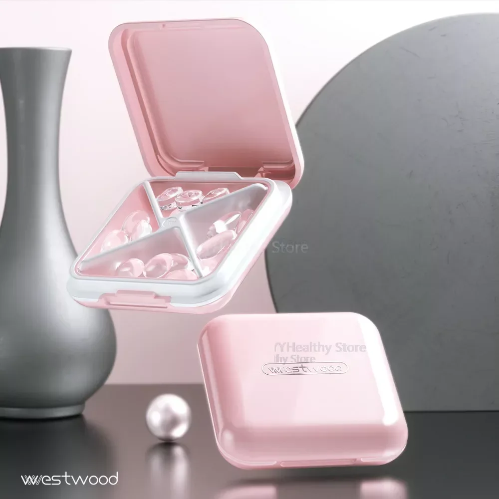

westwood Pill Box Compartment Portable Four compartment Medicine Box Portable small pill box pastilleros de medicinas