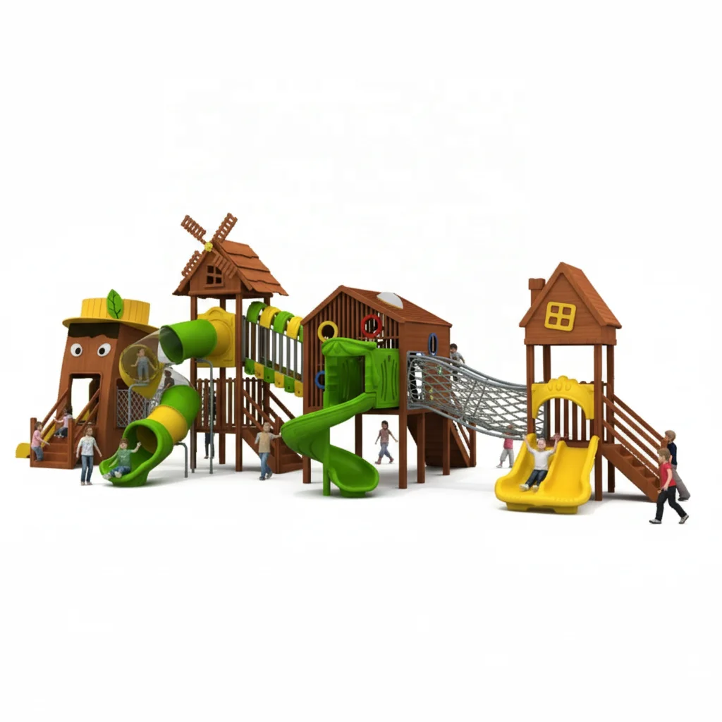 High-quality Large Wooden Tower Amusement Park Children's Games Amusement Facilities Outdoor Slides Playground Game Equipment