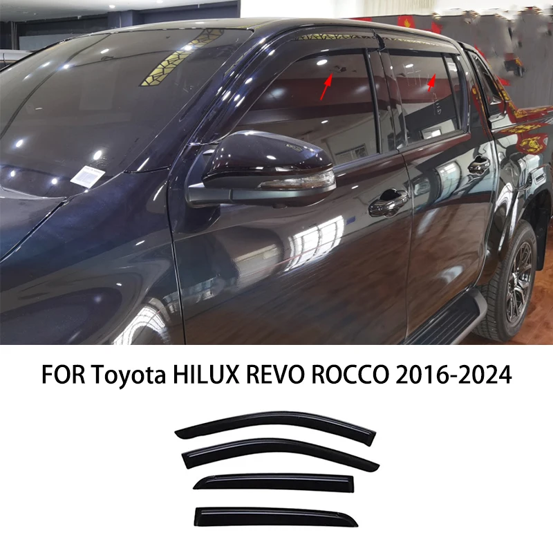 

Автомобильные аксессуары для Toyota HILUX REVO ROCCO 2016-2024, черный водонепроницаемый козырек для дверей, окон, вентиляционные шторы, защита от солнца и дождя