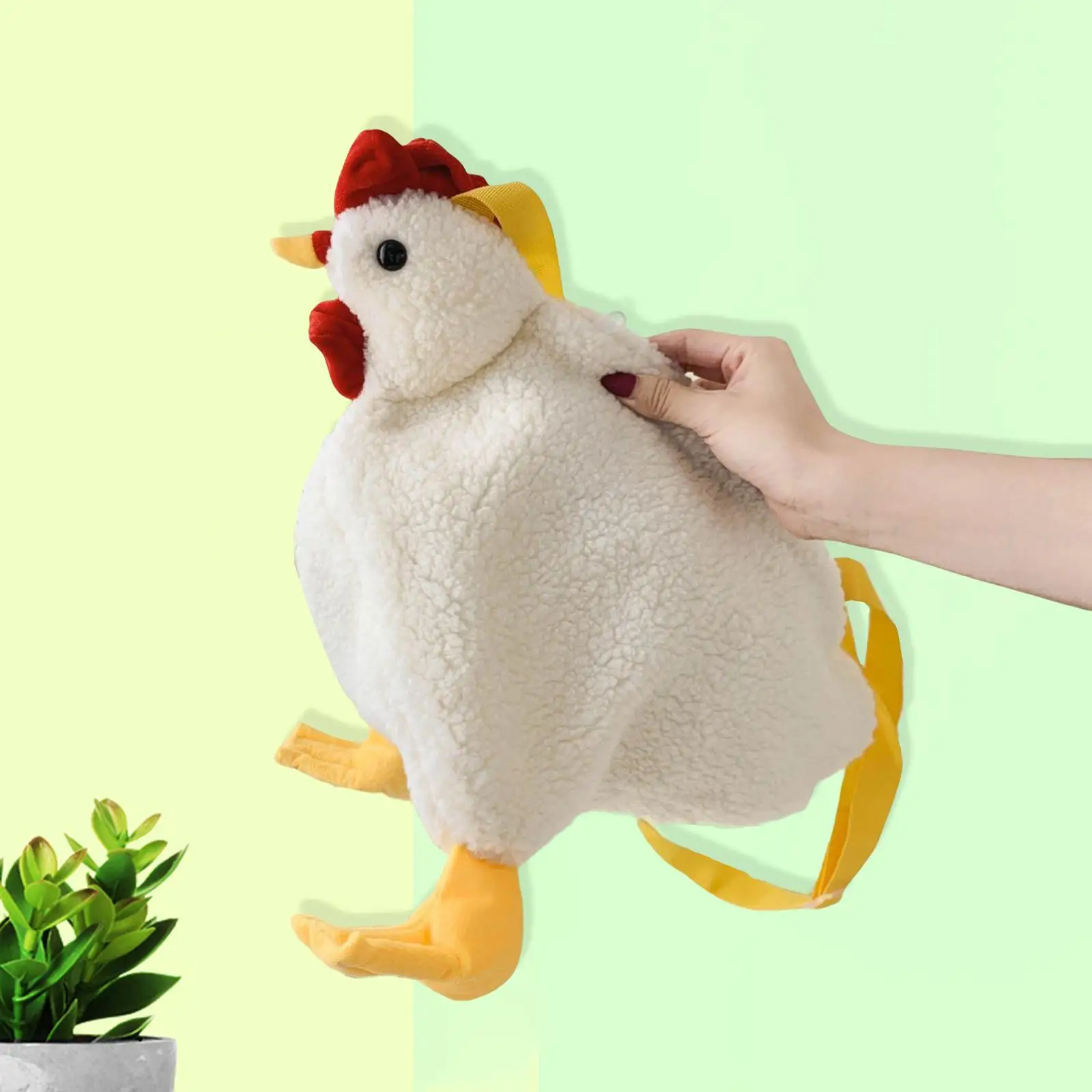 Cute Plush Chicken Crossbody Bag Large Capacity Women Girls Shoulder Handbag Animal Print for Casual Outing Camping