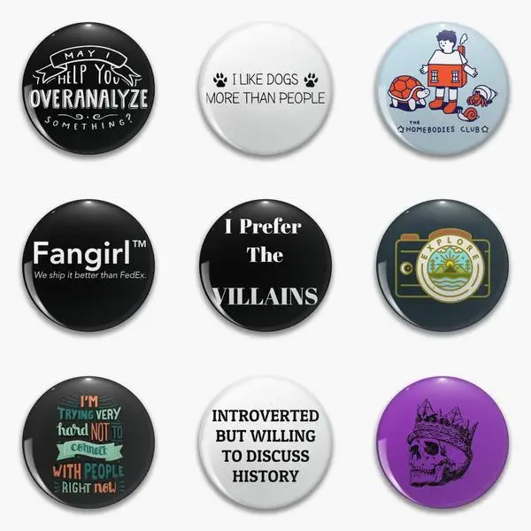 Introvert Hang On Let Me Overthink This Give Space Sorry Late Didn To Soft Button Pin Customizable Lover Metal Funny Jewelry