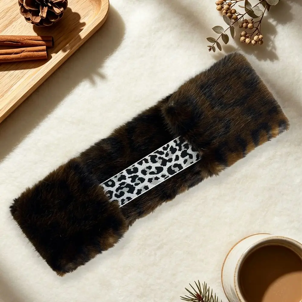 High Quality Faux Fur Faux Fur Headband Soft Leopard Print Winter Ear Warmer Elastic Back Stretchy Band Elastic Hairband