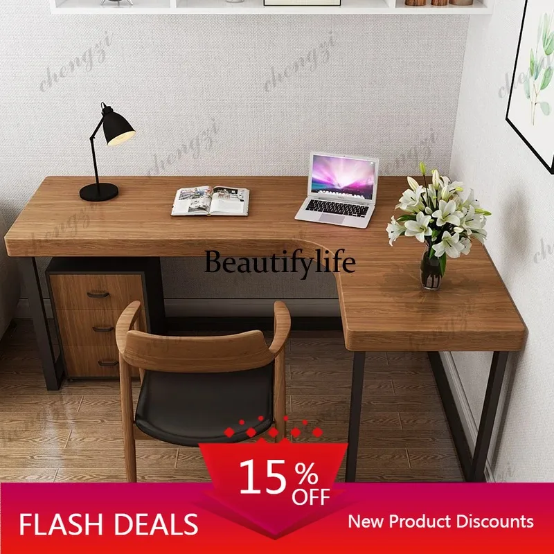 Q181 L Shape Wood Computer Desk Luxury Designer Funny Wooden Office Computer Desks Organizer Workbench Mesas De Computador Furni
