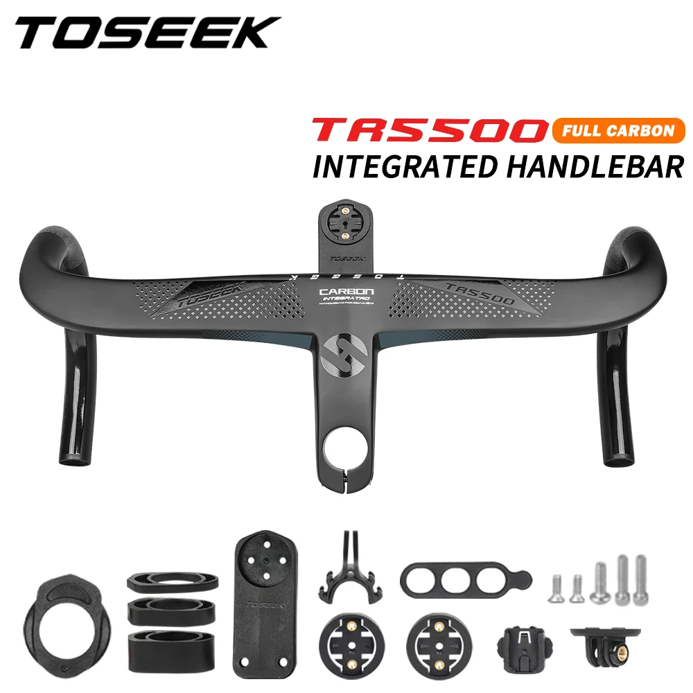 

TOSEEK TR5500 Bicycle Handlebar 28.6mm Integrated Road Bike Carbon Handlebar with Computer Holde Road Bike Accessories