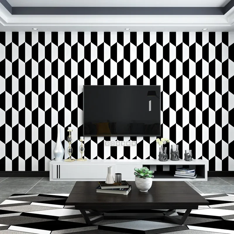 Black and White Wallpaper Modern Minimalist Nordic Style Geometric Living Room Bedroom Restaurant TV Background Wall Wallpaper